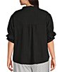 Calessa Plus Size Woven Band Ruffle Collar Elbow Ruffle Sleeve Button Front Shirt - Image 2