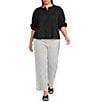 Calessa Plus Size Woven Band Ruffle Collar Elbow Ruffle Sleeve Button Front Shirt - Image 3