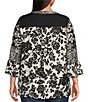 Calessa Plus Size Woven Embroidered Patchwork Round Split V-Neck 3/4 Sleeve Tunic - Image 2