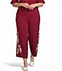 Calessa Plus Size Woven Embroidered Trim Wide Leg Pull-On Pants - Image 1
