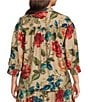 Calessa Plus Size Woven Floral Split V-Neck 3/4 Sleeve Button Front Coordinating Blouse - Image 2