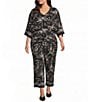 Calessa Plus Size Woven Geometric Print Coordinating Wide Leg Pull-On Pants - Image 4