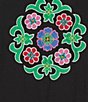 Calessa Plus Size Woven Geometric Retro Round Split Neck 3/4 Sleeve Tunic - Image 4