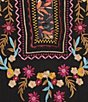 Calessa Plus Size Woven Multi Print Embroidered Split V-Neck 3/4 Bell Sleeve Tunic - Image 4