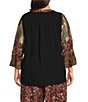Calessa Plus Size Woven Multi Print Embroidered Split V-Neck 3/4 Bell Sleeve Tunic - Image 2