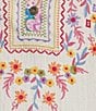 Calessa Plus Size Woven Textured Embroidered Patchwork Split V-Neck 3/4 Bell Sleeve Tunic - Image 4