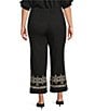 Calessa Plus Size Woven Wide Leg Embroidered Hem Pull-On Pants - Image 2