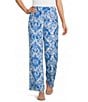 Calessa Porcelain Mosaic Woven Pull-On Wide Leg Pants - Image 1