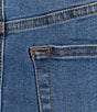 Color:Indigo - Image 4 - Stretch Denim Straight Hem Back Slit Pull-On Midi Skirt