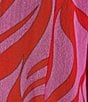 Color:Red/Pink - Image 4 - Swirl Print Shawl Neck Wrist Length Sleeve Cardigan