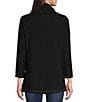 Color:Black - Image 2 - Texture Popcorn Knit Cowl Neck 3/4 Sleeve Stitching Detail Patch Pocket Tunic