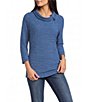 Calessa Textured Knit Cowl Neck 3/4 Sleeve Top - Image 5