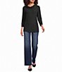 Calessa Textured Knit Cowl Neck 3/4 Sleeve Top - Image 3