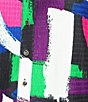 Calessa Textured Knit Geometric Multicolor Point Collar Long Sleeve Button Front Tunic, Color:Black Multi - Image 6