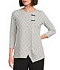 Calessa Textured Knit Round Neck 3/4 Sleeve Asymmetric Tunic - Image 1