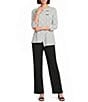 Calessa Textured Knit Round Neck 3/4 Sleeve Asymmetric Tunic - Image 3