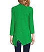 Color:Kelly Green - Image 2 - Textured Knit V-Neck 3/4 Sleeve Asymmetrical Hem Patch Pocket Tunic