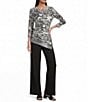 Calessa Textured Knit Wide Leg Pull-On Pants - Image 3