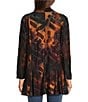 Calessa Tie-Dye Burnout Shawl Long Sleeve Open Front Cardigan, Color:Black Multi - Image 2