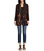 Calessa Tie-Dye Burnout Shawl Long Sleeve Open Front Cardigan, Color:Black Multi - Image 3