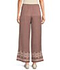 Calessa Wide Leg Embroidered Border Hem Pull-On Coordinating Cropped Pants - Image 2