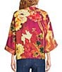 Calessa Woven Digital Print Drape Collar 3/4 Sleeve Open-Front Cardigan - Image 2