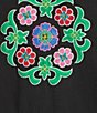 Calessa Woven Geometric Retro Round Split Neck 3/4 Sleeve Tunic - Image 4