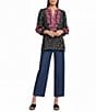 Calessa Woven Polka Dot Embroidered Split V-Neck 3/4 Sleeve Tunic - Image 3