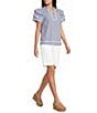 Calessa Woven Split Stand Round Neck Short Layered Sleeve Tunic - Image 3