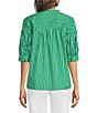 Calessa Woven Stripe Split V-Neck Elbow Length Sleeve Tunic - Image 2