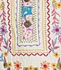 Calessa Woven Textured Embroidered Patchwork Split V-Neck 3/4 Bell Sleeve Tunic - Image 4