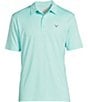 Color:Aruba Blue - Image 1 - Pro Spin Mini Chevron Jacquard Short Sleeve Golf Polo Shirt