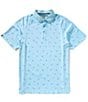 Callaway Big & Tall Allover Birdie Print Short Sleeve Polo Shirt, Color:Arctic Paradise - Image 1