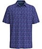 Callaway Big & Tall Cocktail Print Short Sleeve Polo Shirt, Color:Limoges - Image 1