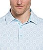 Callaway Big & Tall Foulard Print Performance Stretch Short Sleeve Polo Shirt, Color:Blue Radiance - Image 3