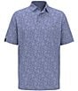 Color:Chambray - Image 1 - Big & Tall Short Sleeve Printed Polo Shirt