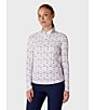 Color:Brilliant White - Image 2 - Birdie And Eagle Print Quarter Zip Mock Neck Long Sleeve Golf Shirt