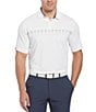 Color:Bright White - Image 1 - Chevron Block Print Printed Short Sleeve Golf Polo Shirt