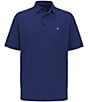 Color:Peacoat - Image 1 - Chevron Foulard Print Short Sleeve Golf Polo Shirt
