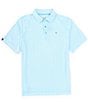Color:River Blue - Image 1 - Chevron Foulard Print Short Sleeve Golf Polo Shirt