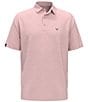 Color:Candy Pink - Image 1 - Classic Chevron Jacquard Print Short Sleeve Polo Shirt