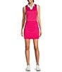 Color:Pink Peacock - Image 3 - Color Block Stretch Jersey V-Neck Sleeveless Golf Polo Shirt