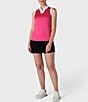 Color:Pink Peacock - Image 5 - Color Block Stretch Jersey V-Neck Sleeveless Golf Polo Shirt