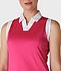 Color:Pink Peacock - Image 6 - Color Block Stretch Jersey V-Neck Sleeveless Golf Polo Shirt