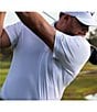 Color:Bright White - Image 4 - Golf Big & Tall Solid Swingtech Stretch Short-Sleeve Polo Shirt