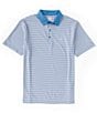 Color:Vallarta Blue - Image 1 - Knit 3-Color Striped Polo Shirt