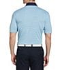 Color:Blue Grotto - Image 2 - Knit 3-Color Striped Polo Shirt