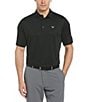 Color:Caviar - Image 1 - Knit Short Sleeve Swing Tech™ Solid Polo Shirt
