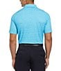 Color:River Blue - Image 2 - Micro Floral Print Short Sleeve Golf Polo Shirt