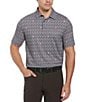 Color:Asphalt - Image 1 - Novelty Print Short Sleeve Golf Polo Shirt
